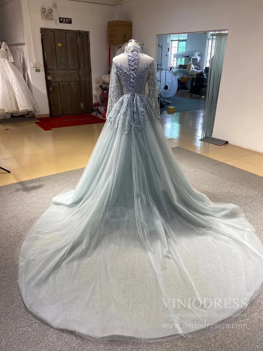 Sexy See Through Mermaid Wedding Dresses with Long Sleeves 67140-wedding dresses-Viniodress-Viniodress