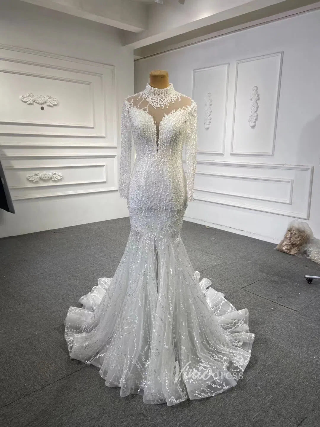 Sexy See Through Mermaid Wedding Dresses with Long Sleeves 67140-wedding dresses-Viniodress-Viniodress