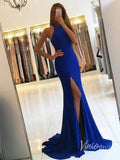 Prom Dress 2025 Sexy Simple Royal Blue Mermaid Prom Dresses with Slit FD1317-unique prom dresses-Royal Blue-Custom Size-Viniodress