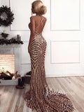 Sexy Sparkly Sequin Mermaid Long Prom Dresses FD1358-prom dresses-Viniodress-Rose Gold-US 2-Viniodress