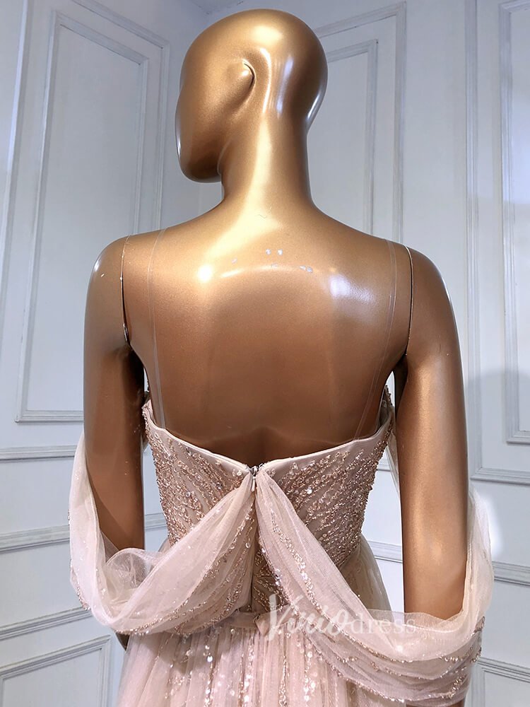 Sheath Beaded Prom Dresses with Slit Overskirt Evening Dress 20014-Evening Dresses 2025 -Viniodress-As Picture-US 2-