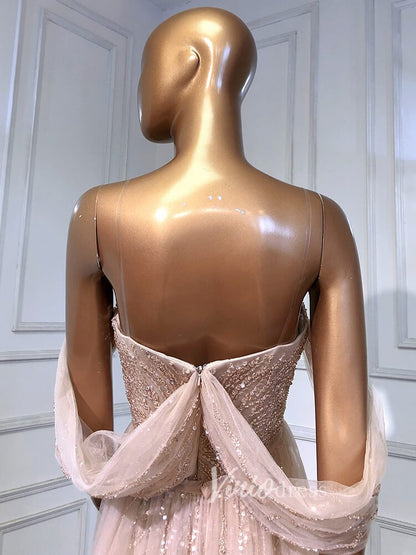 Sheath Beaded Prom Dresses with Slit Overskirt Evening Dress 20014-Evening Dresses 2025 -Viniodress-As Picture-US 2-