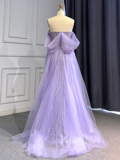 Sheath Beaded Prom Dresses with Slit Overskirt Evening Dress 20014-Evening Dresses 2025 -Viniodress-As Picture-US 2-