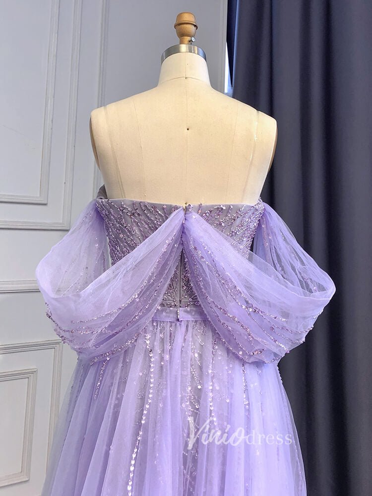 Sheath Beaded Prom Dresses with Slit Overskirt Evening Dress 20014-Evening Dresses 2025 -Viniodress-As Picture-US 2-