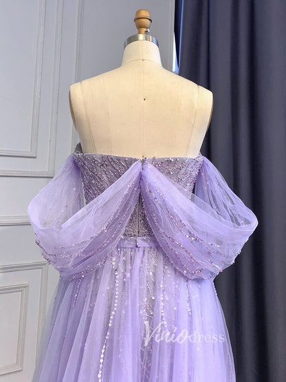 Sheath Beaded Prom Dresses with Slit Overskirt Evening Dress 20014-Evening Dresses 2025 -Viniodress-As Picture-US 2-