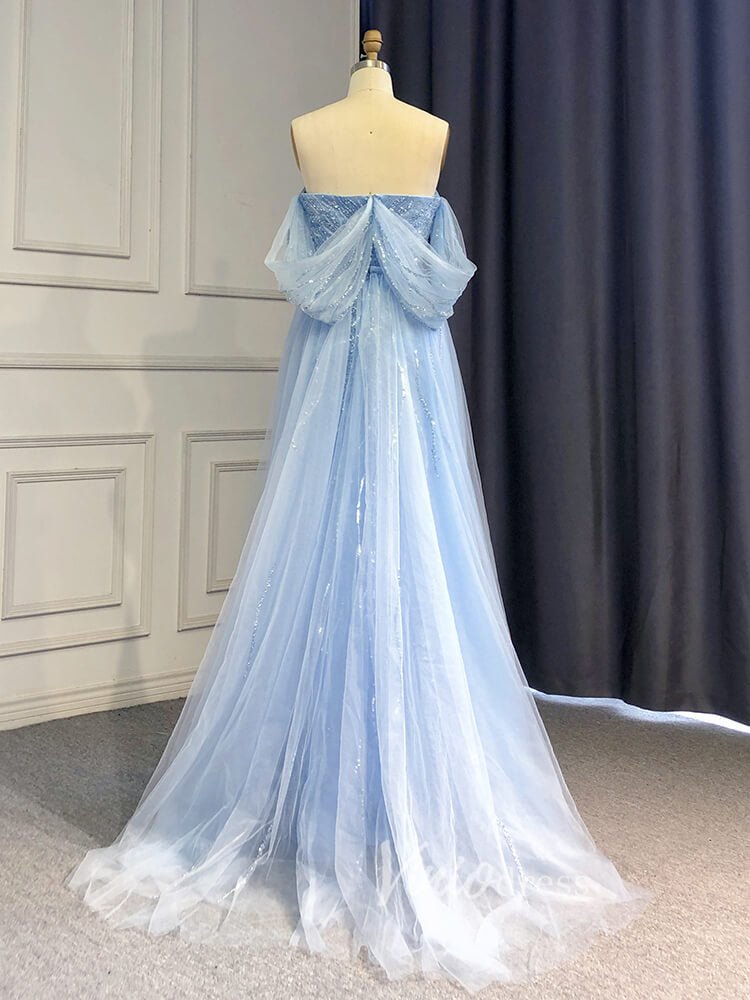 Sheath Beaded Prom Dresses with Slit Overskirt Evening Dress 20014-Evening Dresses 2025 -Viniodress-As Picture-US 2-