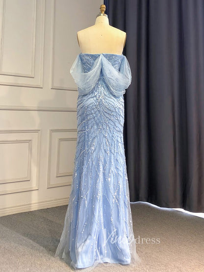 Sheath Beaded Prom Dresses with Slit Overskirt Evening Dress 20014-Evening Dresses 2025 -Viniodress-As Picture-US 2-