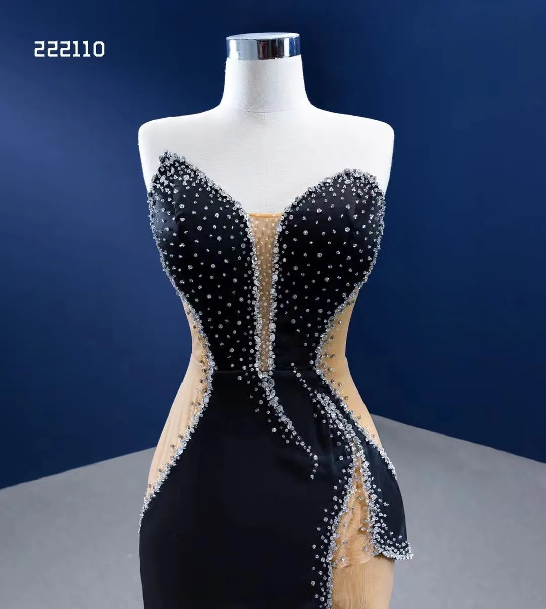 Sheath Black Formal Dresses Beaded Satin Pageant Gown 222110-prom dresses 2025 -Viniodress-Black-Custom Size-