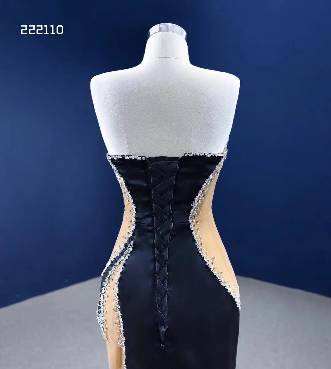 Sheath Black Formal Dresses Beaded Satin Pageant Gown 222110-prom dresses 2025 -Viniodress-Black-Custom Size-