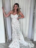 Sheath Floral Lace Boho Wedding Dresses Strapless TS001B-wedding dresses-Viniodress