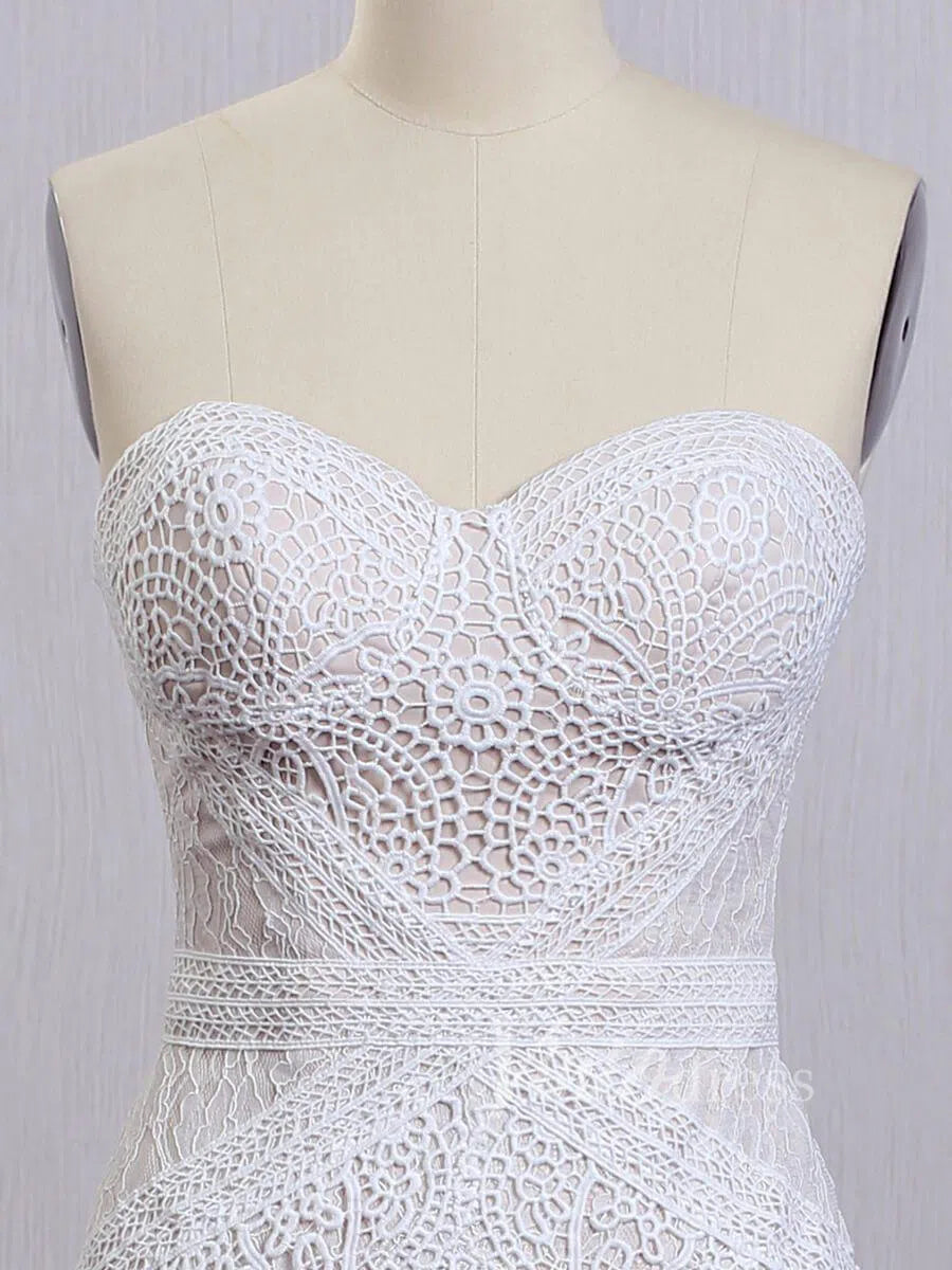Sheath Lace Boho Wedding Dresses with Removable Sleeves VW1092-wedding dresses 2025 -Viniodress-Zipper-As Picture-Custom Size