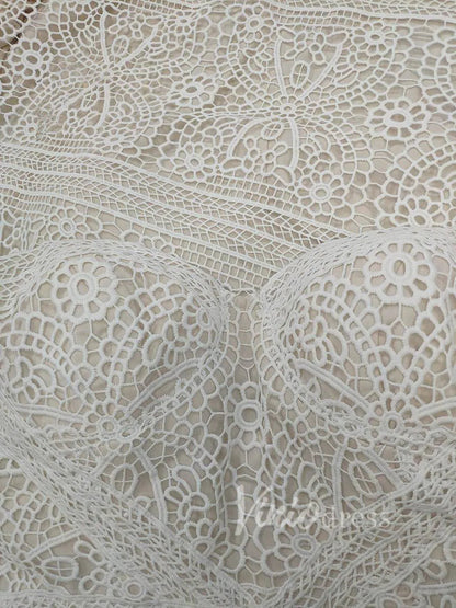 Sheath Lace Boho Wedding Dresses with Removable Sleeves VW1092-wedding dresses 2025 -Viniodress-Zipper-As Picture-Custom Size