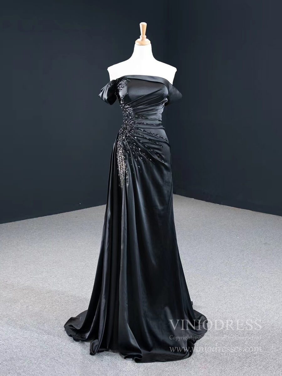 Sheath Red Formal Dress Pageant Gown with Removable Sleeves 67153 viniodress-prom dresses 2025 -Viniodress-Black-Custom Size-
