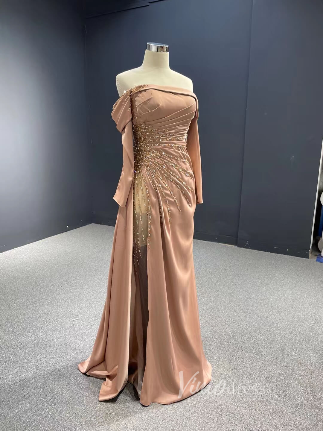 Sheath Red Formal Dress Pageant Gown with Removable Sleeves 67153 viniodress-prom dresses 2025 -Viniodress-Red-Custom Size-