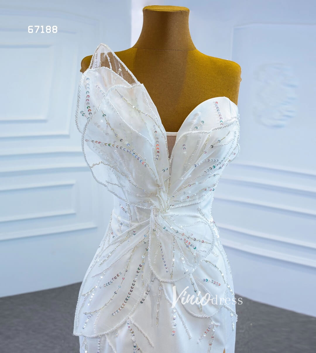 Sheath Satin Modern Wedding Dresses with Slit 67188-wedding dresses 2025 -Viniodress-Ivory-Custom Size-