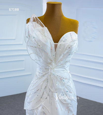 Sheath Satin Modern Wedding Dresses with Slit 67188-wedding dresses 2025 -Viniodress-Ivory-Custom Size-