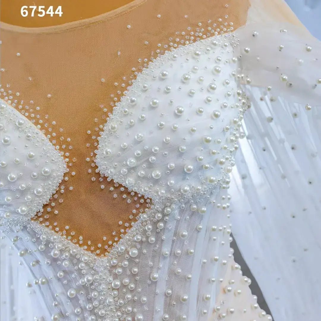 Sheer Pearl Wedding Dresses Cape Sleeves 67544-wedding dresses 2025 -Viniodress-Champagne-Custom Size-