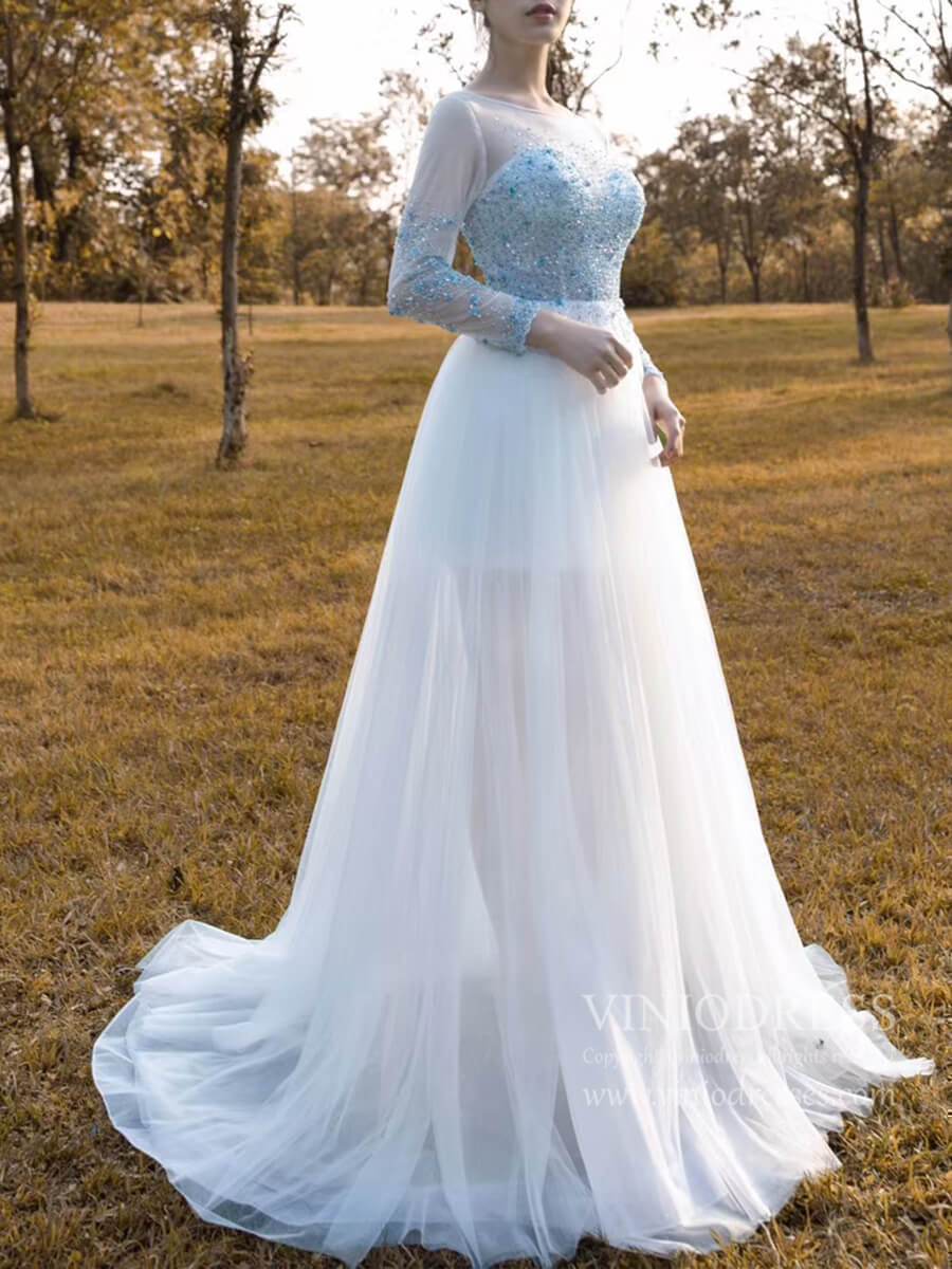 Prom Dress 2025 Sheer See Through Long Sleeve Prom Dresses 2020 FD1975-unique prom dresses-As Picture-Custom Size-Viniodress