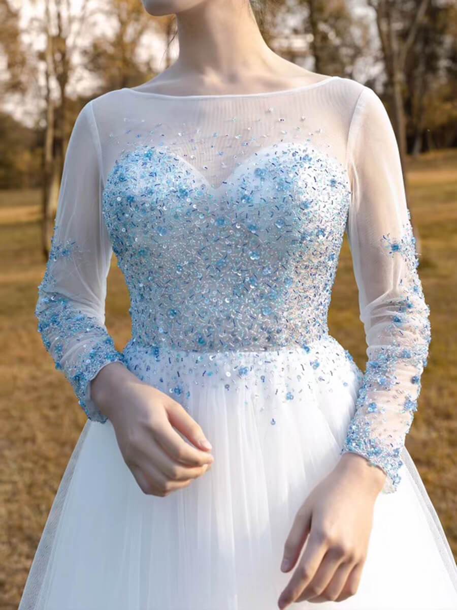 Prom Dress 2025 Sheer See Through Long Sleeve Prom Dresses 2020 FD1975-unique prom dresses-As Picture-Custom Size-Viniodress