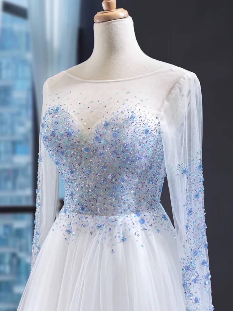 Prom Dress 2025 Sheer See Through Long Sleeve Prom Dresses 2020 FD1975-unique prom dresses-As Picture-Custom Size-Viniodress