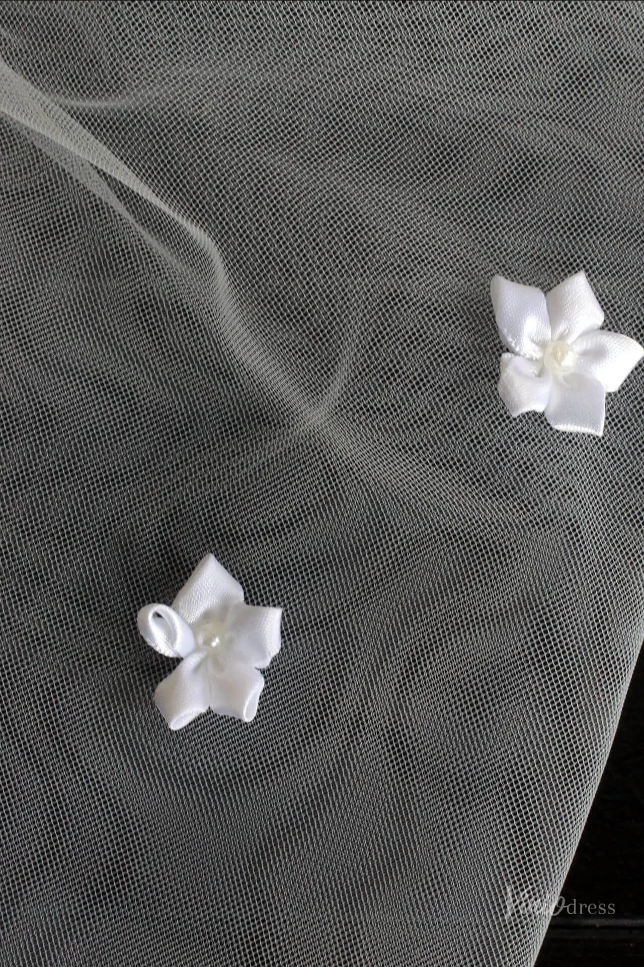 Sheer Tulle Fingerless Bridal Gloves with Flowers WG172-Bridal Gloves 2026-Viniodress-Ivory-