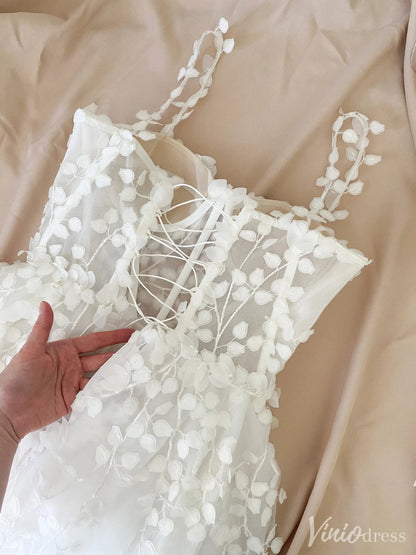 Sheer Tulle Wedding Dress with 3D Leaf Appliqué and Corset Lace-Up Back – VW2520-wedding dresses 2025 -Viniodress-Ivory-Custom Size-