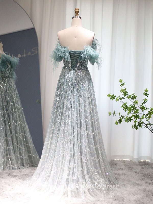 Shimmer Beaded Lace Prom Dresses Off the Shoulder Evening Dress 20082 Viniodress Shimmer Beaded Lace Prom Dresses Off the Shoulder Evening Dress 20082 Viniodress