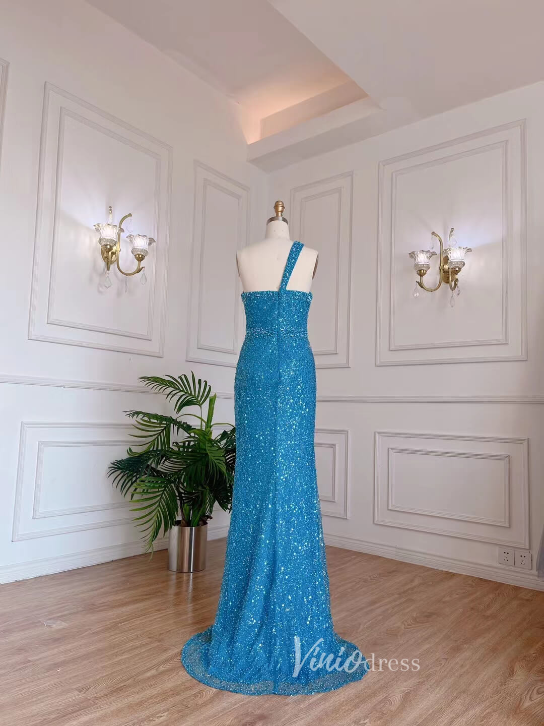 Shimmer Ocean Blue Prom Dresses Beaded Sequin Evening Dress 20074-Evening Dresses 2025 -Viniodress-Blue-US 2-
