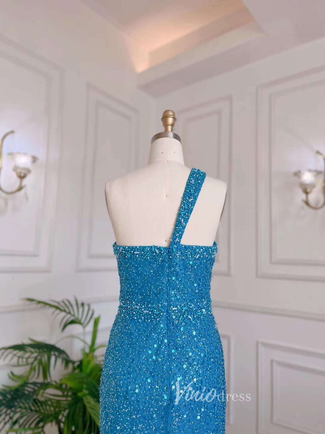 Shimmer Ocean Blue Prom Dresses Beaded Sequin Evening Dress 20074-Evening Dresses 2025 -Viniodress-Blue-US 2-