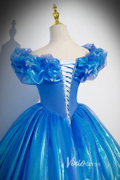 Shimmering Blue Off the Shoulder Quinceanera Dresses FD3535-prom dresses 2025 -Viniodress-Blue-Custom Size-