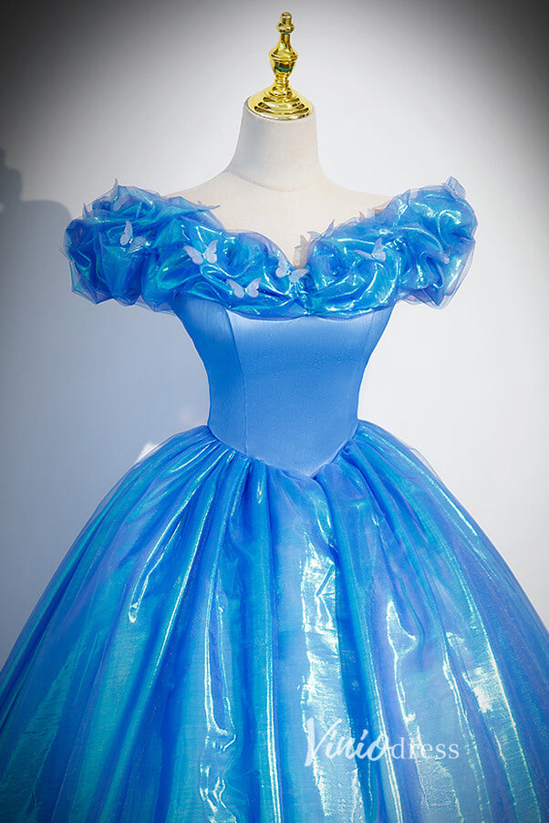 Prom Dress 2025 Shimmering Blue Off the Shoulder Quinceanera Dresses FD3535-unique prom dresses-Blue-Custom Size-Viniodress