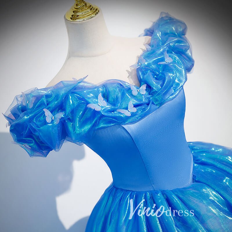 Shimmering Blue Off the Shoulder Quinceanera Dresses FD3535 - Viniodressprom dressesBlueCustom Size - Formal Dresses - Ball Gowns