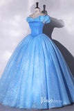 Prom Dress 2025 Shimmering Blue Off the Shoulder Quinceanera Dresses FD3541-unique prom dresses-Blue-Custom Size-Viniodress