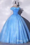 Prom Dress 2025 Shimmering Blue Off the Shoulder Quinceanera Dresses FD3541-unique prom dresses-Blue-Custom Size-Viniodress