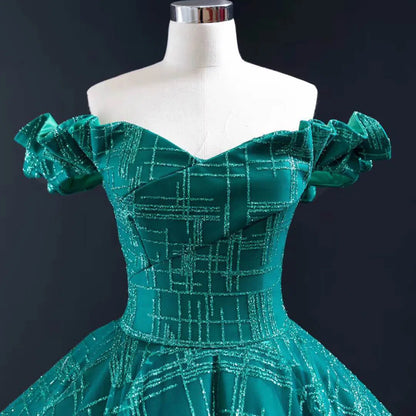 Shimmering Green Quinceanera Dresses Off the Shoulder Princess Dress FD1983 viniodress-Quinceanera Dresses 2025 -Viniodress-As Picture-Custom Size-