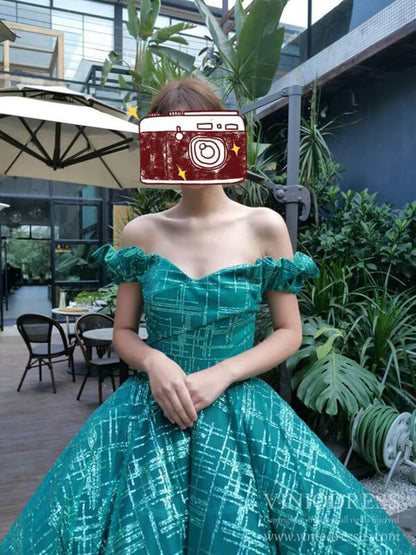 Shimmering Green Quinceanera Dresses Off the Shoulder Princess Dress FD1983 viniodress-Quinceanera Dresses 2025 -Viniodress-As Picture-Custom Size-