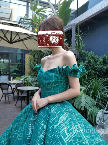 Shimmering Green Quinceanera Dresses Off the Shoulder Princess Dress FD1983 viniodress-Quinceanera Dresses 2025 -Viniodress-As Picture-Custom Size-