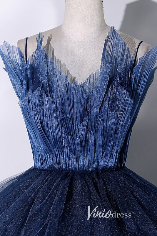 Shimmering Navy Blue Quinceanera Dresses with Spaghetti Strap AD1002 Viniodress Shimmering Navy Blue Quinceanera Dresses with Spaghetti Strap AD1002 Viniodress