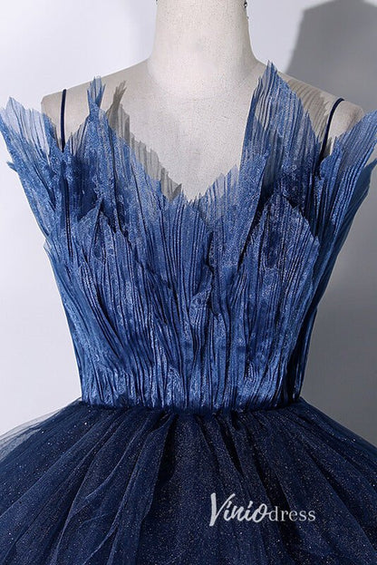 Shimmering Navy Blue Quinceanera Dresses with Spaghetti Strap AD1002 –  Viniodress