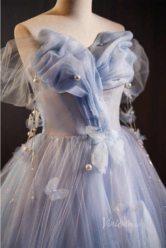 Shimmering Off the Shoulder Prom Dresses Bow-Tie Formal Dress with Pearl AD1051-prom dresses 2025 -Viniodress-Pink-Custom Size-