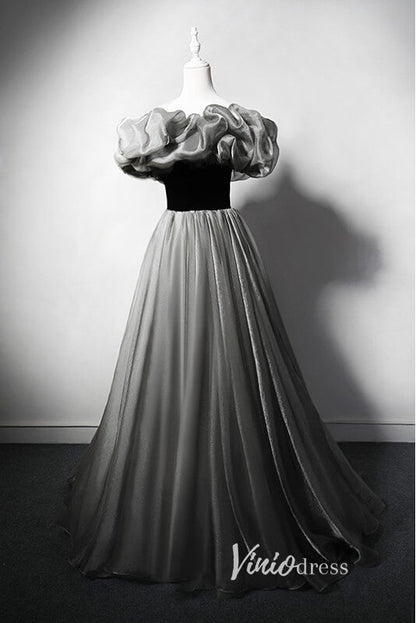 Shimmering Off the Shoulder Prom Dresses Grey Formal Dress AD1031-prom dresses 2025 -Viniodress-Grey-Custom Size-