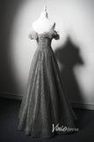 Shimmering Off the Shoulder Prom Dresses Grey Formal Dress AD1032-prom dresses-Viniodress-Viniodress