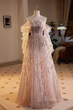 Shimmering Off the Shoulder Prom Dresses Sequin Long Sleeve Formal Dress AD1052