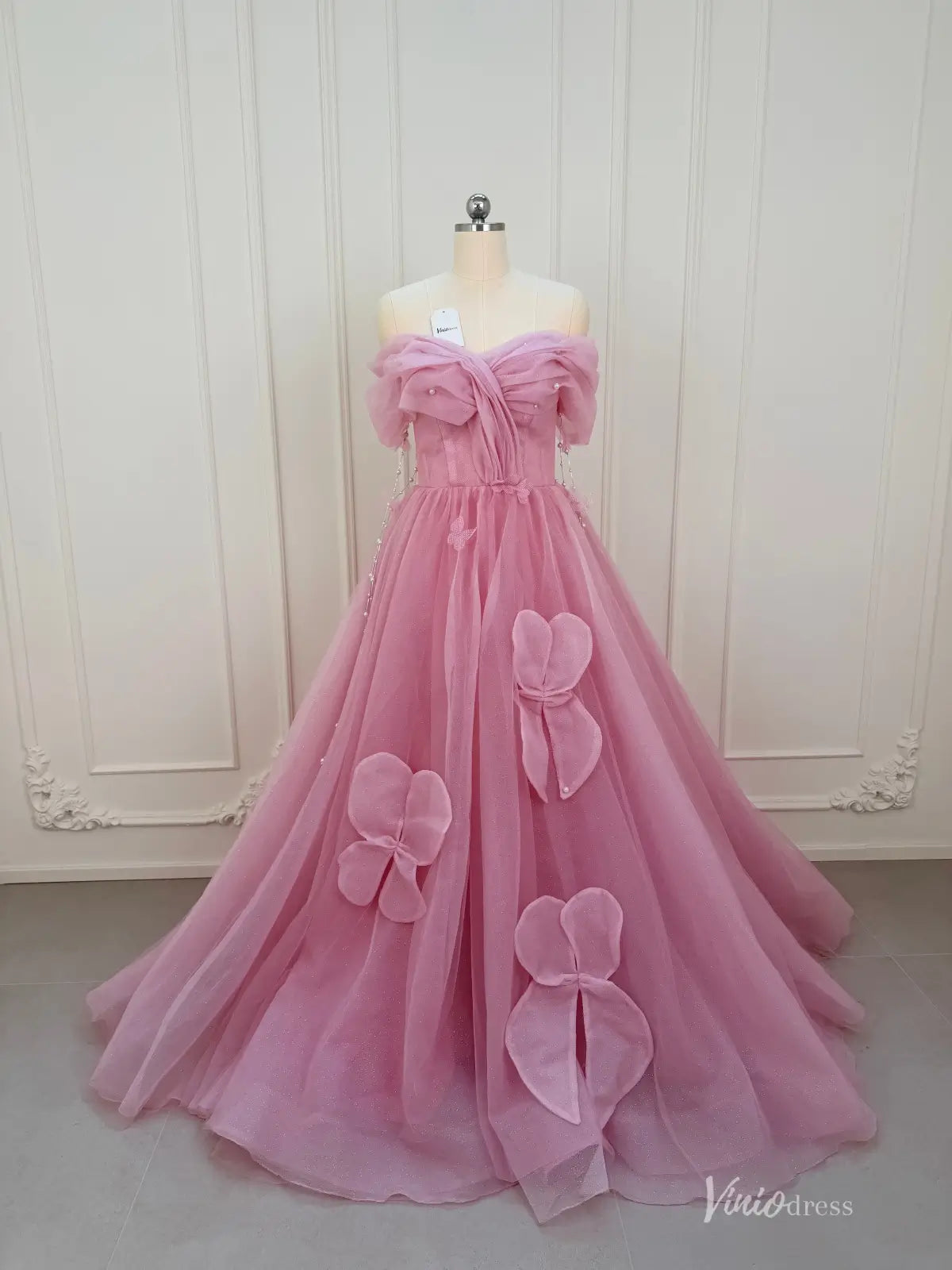 open lace back dress Embroidered Appliqués with Butterfly Print Prom Gown CB097 – Sparkly Gowns main image 1