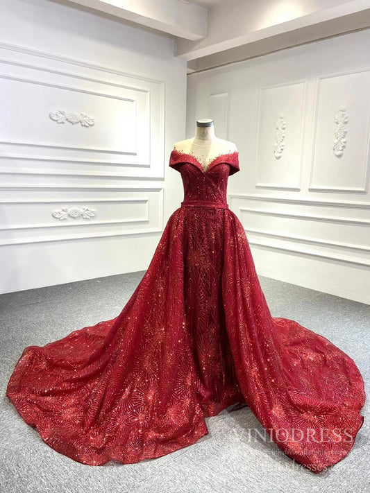 Shimmering Red Prom Dresses Sparkly Firework Dress FD1085 viniodress-prom dresses 2025 -Viniodress-Red-Custom Size-