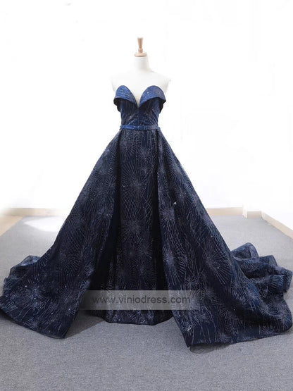 Shimmering Red Prom Dresses Sparkly Firework Dress FD1085 viniodress-prom dresses 2025 -Viniodress-Navy Blue-Custom Size-