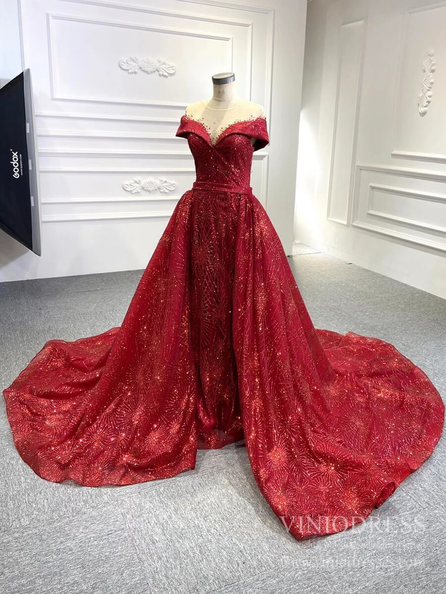 Shimmering Red Prom Dresses Sparkly Firework Dress FD1085 viniodress-prom dresses 2025 -Viniodress-Red-Custom Size-
