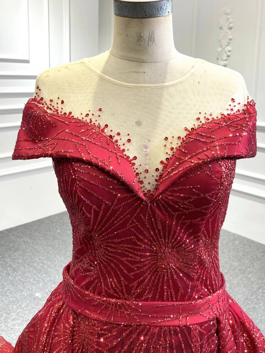 Shimmering Red Prom Dresses Sparkly Firework Dress FD1085 viniodress-prom dresses 2025 -Viniodress-Red-Custom Size-