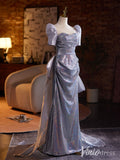 Shimmering Satin Puffed Sleeve Prom Dresses Mermaid Bow-Tie Evening Dress AD1332-prom dresses-Viniodress-Viniodress