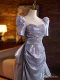 Shimmering Satin Puffed Sleeve Prom Dresses Mermaid Bow-Tie Evening Dress AD1332-prom dresses-Viniodress-Viniodress